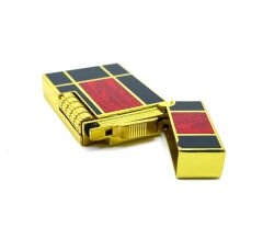 Dupont Tarzı Metal Çakmak Soft Flame Mum Alev - Kare Desen