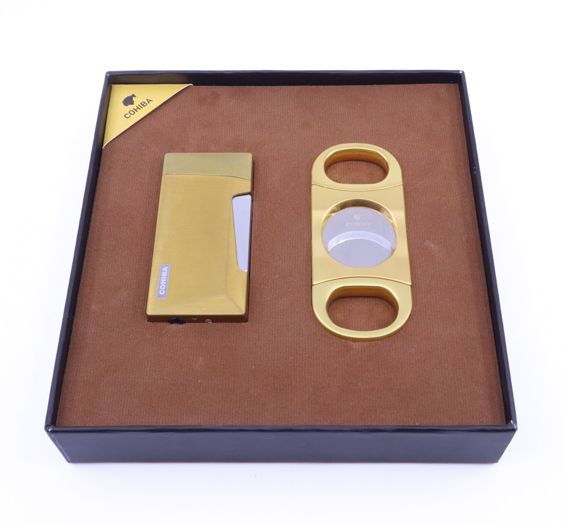 Cohiba Çakmak Kesici İkili Puro Seti - Gold