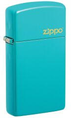 Zippo Slim Flat Turquoise Logo Çakmak