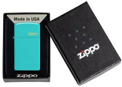 Zippo Slim Flat Turquoise Logo Çakmak