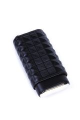 Parmida Piramit Desen Deri Puro Kılıfı 3'lü - Seyahat Humidoru Siyah