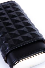 Parmida Piramit Desen Deri Puro Kılıfı 3'lü - Seyahat Humidoru Siyah