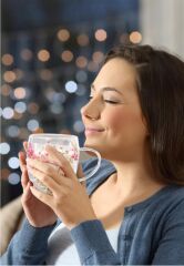 Kurutulmuş Çiçekler Çift Duvarlı Cam Bardak 350ml Çift Duvarlı Cam Çiçek, Kuru Çiçekli Kahve Bardağı