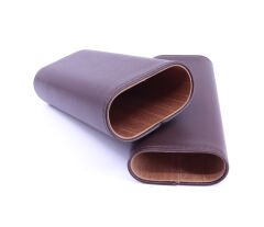 Parmida  Deri Puro Kılıfı 3'lü - Seyahat Humidoru Kahverengi 014