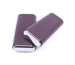 Parmida  Deri Puro Kılıfı 3'lü - Seyahat Humidoru Kahverengi 014