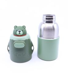 Ayıcıklı Termos Suluk Matara 620 ml - Yeşil