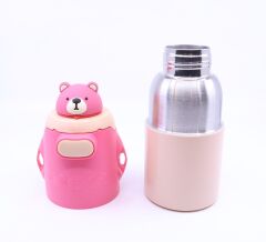 Ayıcıklı Termos Suluk Matara 620 ml - Pembe