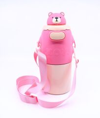 Ayıcıklı Termos Suluk Matara 620 ml - Pembe