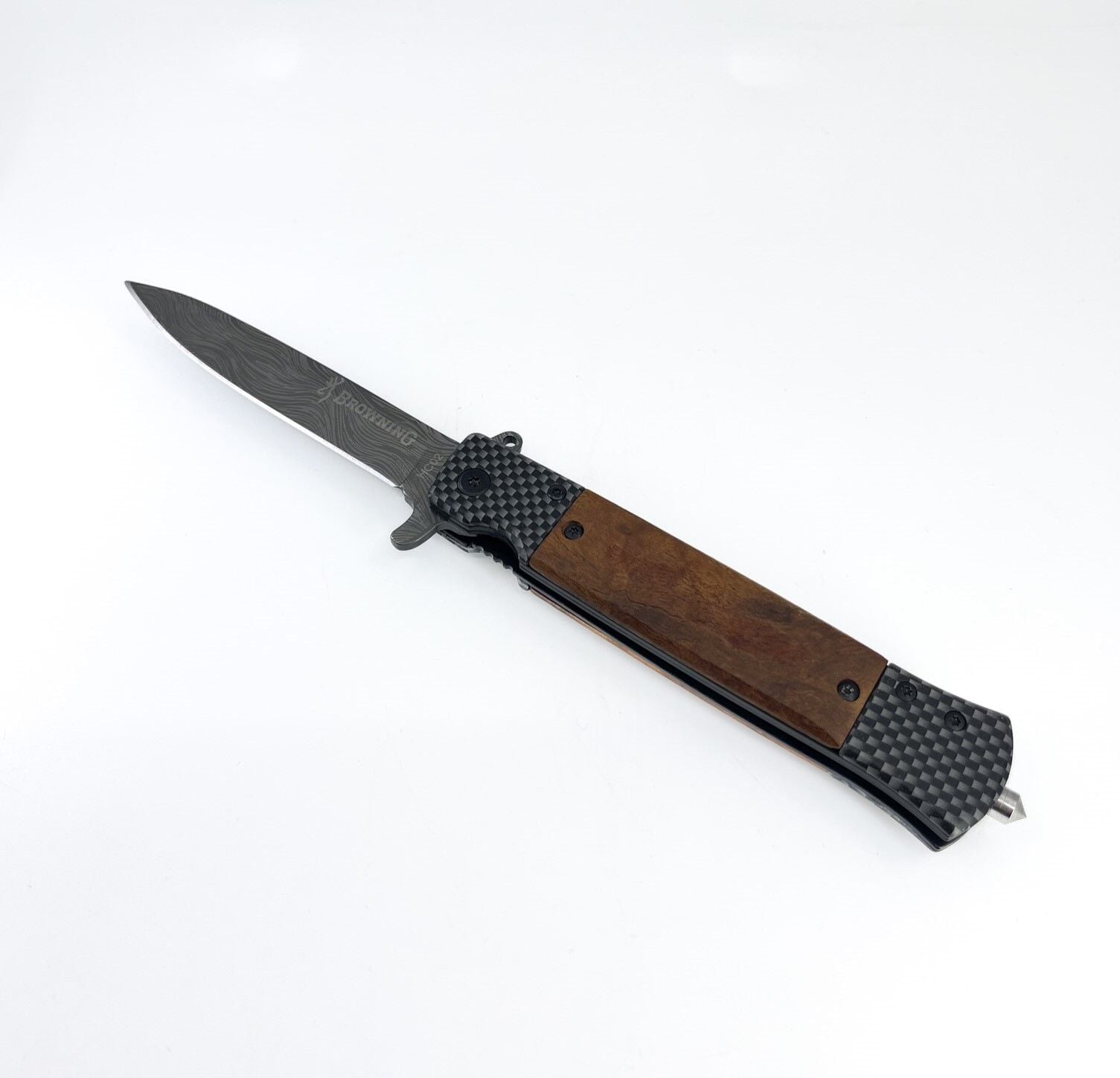 Browning Karbon Desen Ahşap Kabze Katlanır Çakı