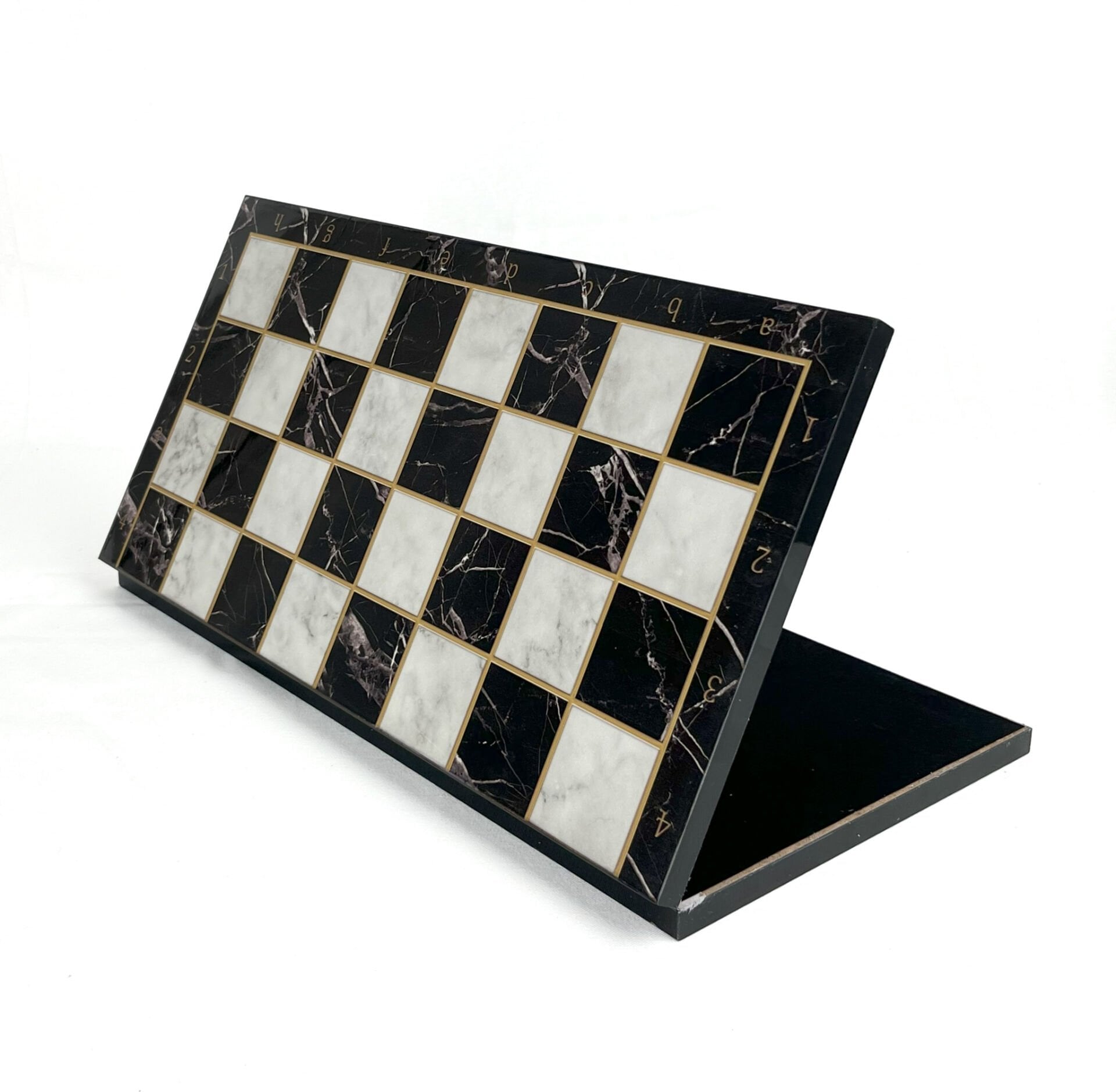 Satranç Tahtası Katlanır Siyah Mermer Desen Büyük Boy