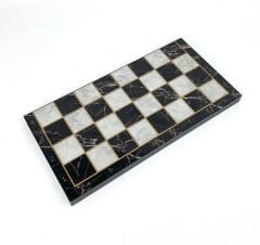 Satranç Tahtası Katlanır Siyah Mermer Desen Büyük Boy