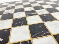 Satranç Tahtası Katlanır Siyah Mermer Desen Büyük Boy