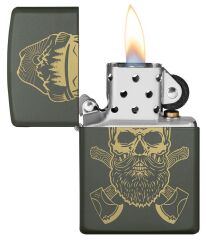 Zippo Outdoor Skull Design Green Matte Çakmak
