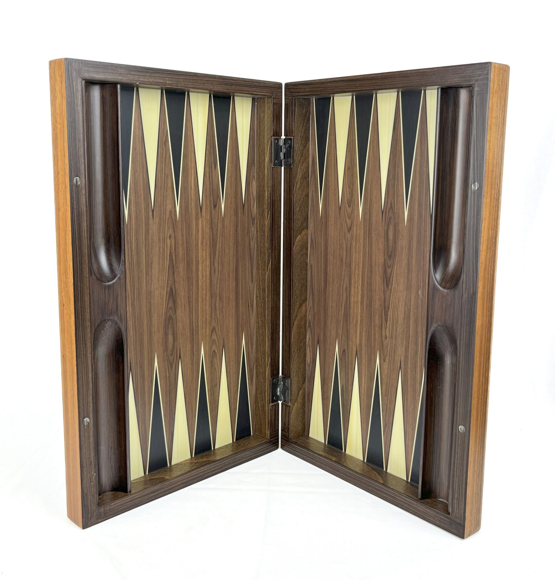 Ceviz Ağacı Pul Koyma Gözlü Masif Ahşap Tavla Takımı