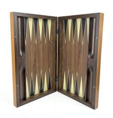 Ceviz Ağacı Pul Koyma Gözlü Masif Ahşap Tavla Takımı