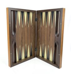 Ceviz Ağacı Pul Koyma Gözlü Masif Ahşap Tavla Takımı