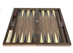 Ceviz Ağacı Pul Koyma Gözlü Masif Ahşap Tavla Takımı