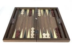 Ceviz Ağacı Pul Koyma Gözlü Masif Ahşap Tavla Takımı