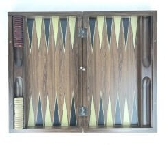 Ceviz Ağacı Pul Koyma Gözlü Masif Ahşap Tavla Takımı