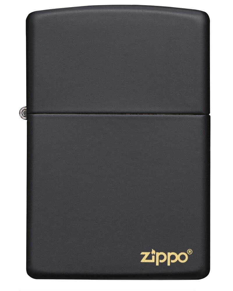 Zippo Black Matte Brass Logo Çakmak