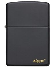 Zippo Black Matte Brass Logo Çakmak