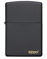 Zippo Black Matte Brass Logo Çakmak