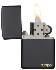 Zippo Black Matte Brass Logo Çakmak