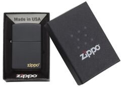 Zippo Black Matte Brass Logo Çakmak
