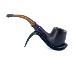 Dapper Bent Apple Briar (Gül Kökü) 9 mm Filtreli El Yapımı Pipo - 2640