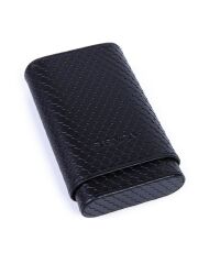 Parmida Puro Kılıfı Yılan Derisi Desen - Seyahat Humidoru - Siyah