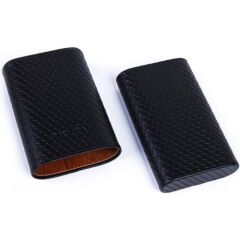 Parmida Puro Kılıfı Yılan Derisi Desen - Seyahat Humidoru - Siyah