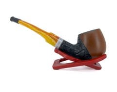 Dapper Bent Apple Briar (Gül Kökü) 9 mm Filtreli El Yapımı Pipo - 2631
