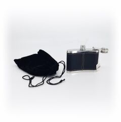 Cep Matarası 4 oz Deri Kaplamalı Sİyah