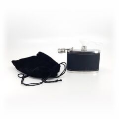 Cep Matarası 4 oz Deri Kaplamalı Sİyah