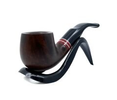 Dapper Bent Billiard Briar (Gül Kökü) 9 mm Filtreli El Yapımı Pipo - 3566