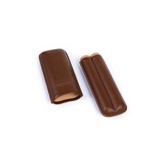 Parmida İkili Deri Puro Kılıfı/Seyahat Humidoru - Kahverengi
