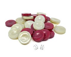 Sedefli Tavla Pulu No:4 Kırmızı-Krem Renk