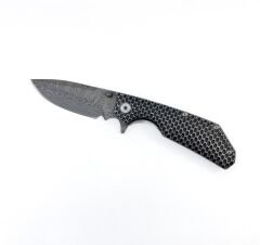 Hammertone Grip Katlanır Damascus Çakı - Gri