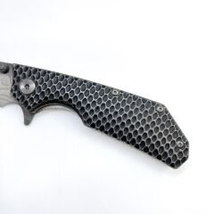 Hammertone Grip Katlanır Damascus Çakı - Gri