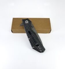 Hammertone Grip Katlanır Damascus Çakı - Gri
