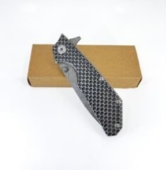 Hammertone Grip Katlanır Damascus Çakı - Gri