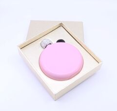 Paslanmaz Çelik Cep Matarası Taşlı Kapak - Pembe (5oz 148 ml)