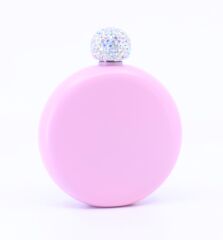 Paslanmaz Çelik Cep Matarası Taşlı Kapak - Pembe (5oz 148 ml)