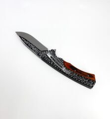 Gravür İşlemeli Katlanır Çakı - Ahşap Sap