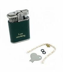 Zenit Less Smoking Deri Kaplama Benzinli Çakmak - Yeşil