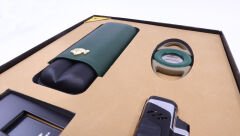 Çakmak Kılıf Kesici Sehpa Dörtlü Puro Seti - Yeşil/Siyah/Kahverengi