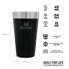 Stanley Adventure Vakumlu Soğuk İçecek Bardağı 0.47 Lt - Matte Black Pebble
