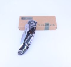 Columbia Full Rivet Çakı At Figürü Gravür İşlemeli - Kahverengi