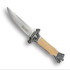 Columbia Katlanır Çakı Krem Rengi Sap Geniş Boynuz Boğa Gravür İşlemeli