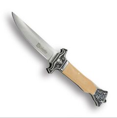 Columbia Katlanır Çakı Krem Rengi Sap Geniş Boynuz Boğa Gravür İşlemeli